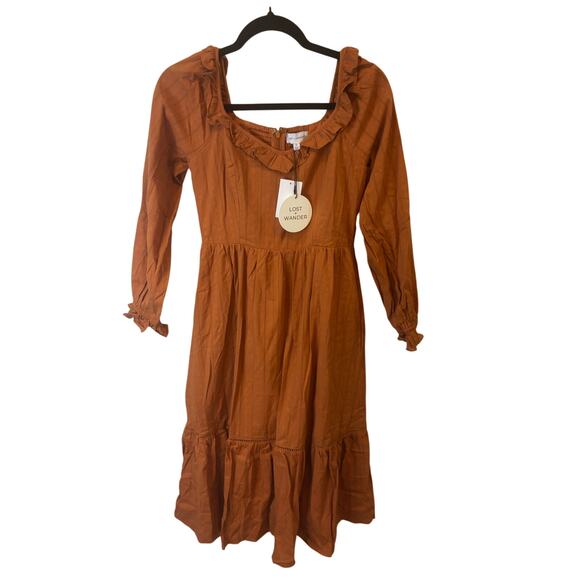 Lost + Wander Forever Yours Midi Dress NWT Size XS in Rust - Picture 2 of 4